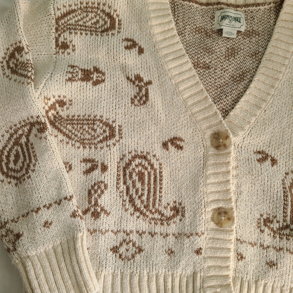 American Eagle Outfitters Beige and Brown Chunky Paisley Cardigan - Picture 5 of 11